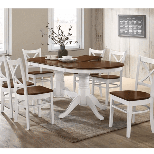 Coastal 7 Piece Oval Extendind Dining Suite