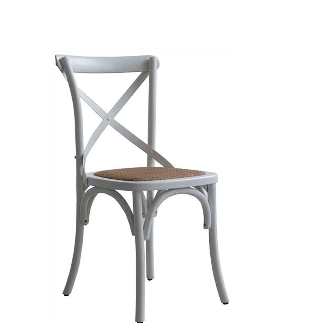 Louise dining chair white rattan seat 510w x 655d x 925h